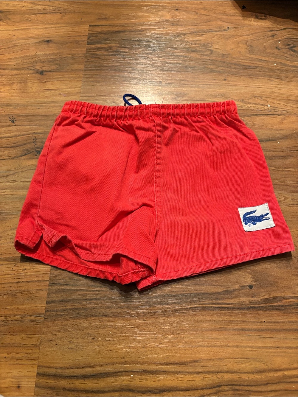 Vintage Lacoste Kids Bright Red Swim Shorts with Croc Patch